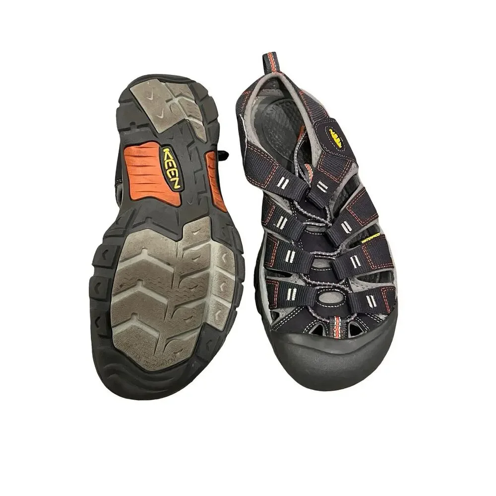 KEEN Newport H2 Waterproof Hiking Sandals Men’s 10 Black Orange Trail